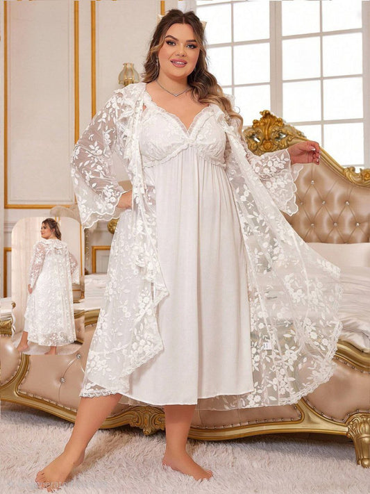 إيزابيلا – طقم لانجيري قطعتين بيج سايز -دانتيل فلوري