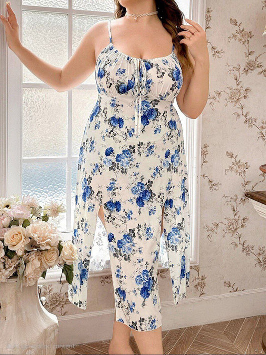 إيزابيلا – فستان بيج سايز صيفي مشجر بفتحات جانبية وخامة زبدة مستوردة