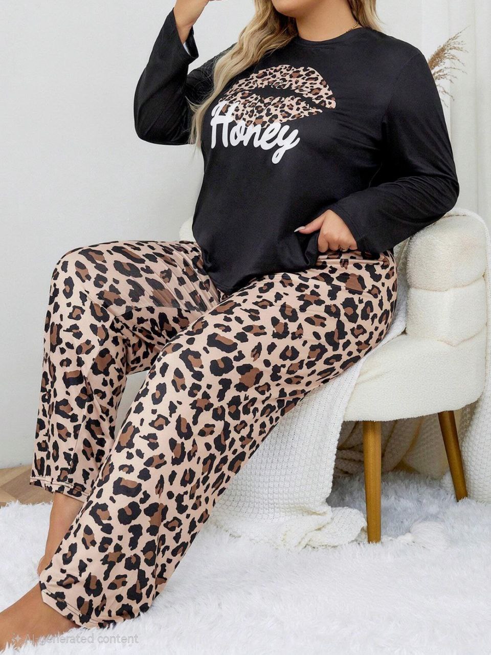 إيزابيلا – بيجامة خريفي بيج سايز - هوني ليوبارد