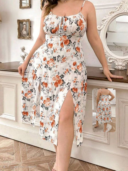 إيزابيلا – فستان بيج سايز صيفي مشجر بفتحات جانبية وخامة زبدة مستوردة