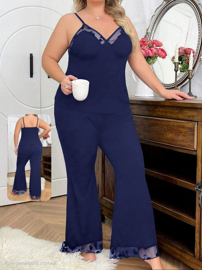 إيزابيلا – بيجامة حمالة بيج سايز بدانتيل