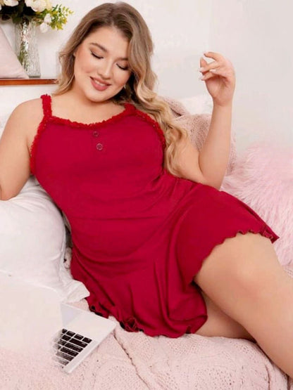 إيزابيلا – كاش أحمر بيج سايز بحمالات عريضة وكسرات