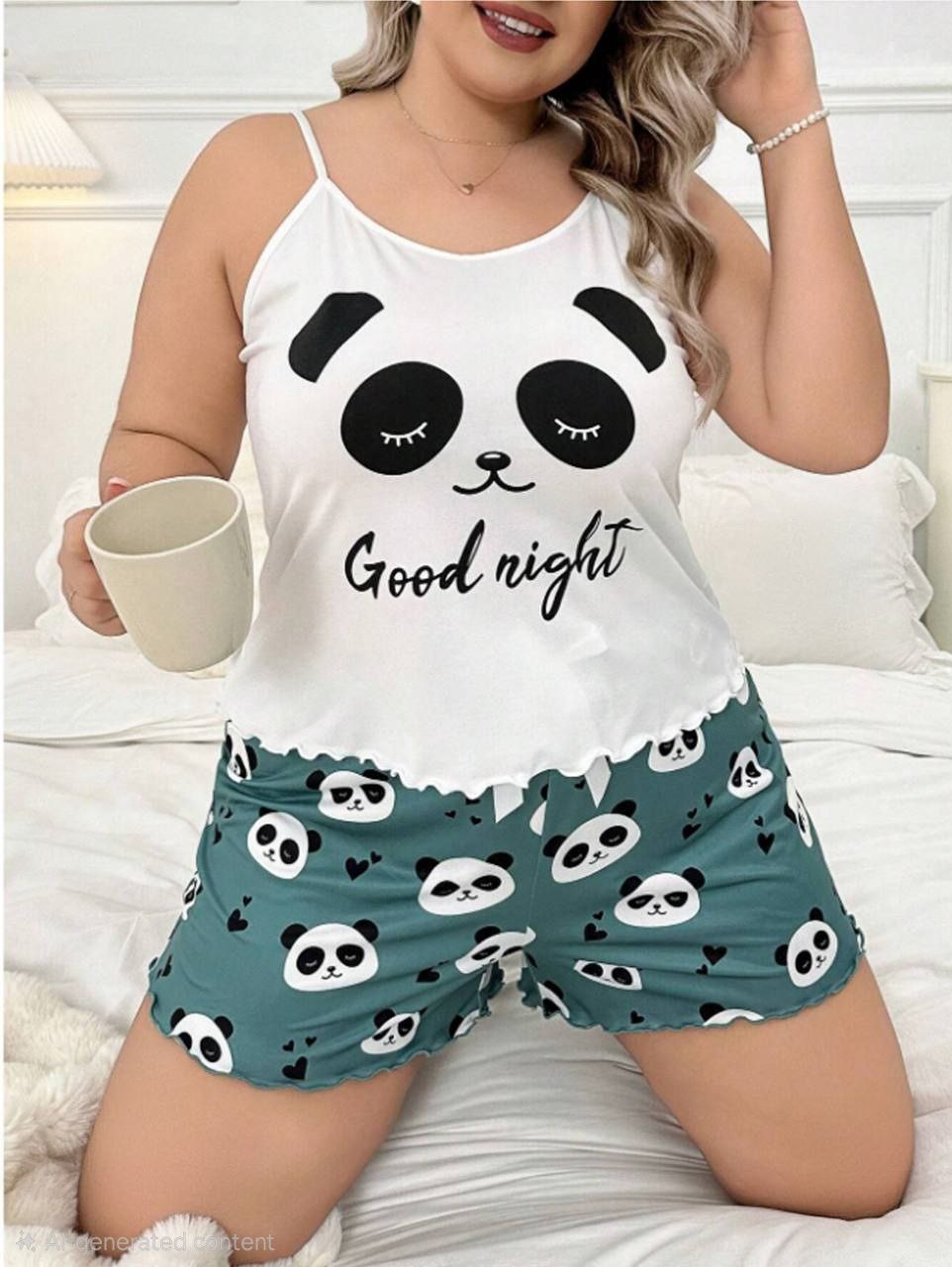 إيزابيلا – طقم بيجامة هوت شورت باندا بيج سايز🐼