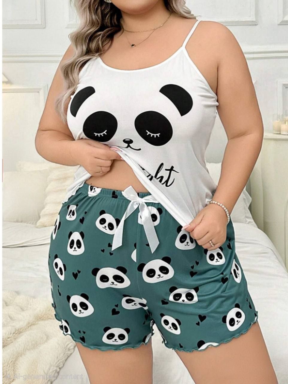 إيزابيلا – طقم بيجامة هوت شورت باندا بيج سايز🐼