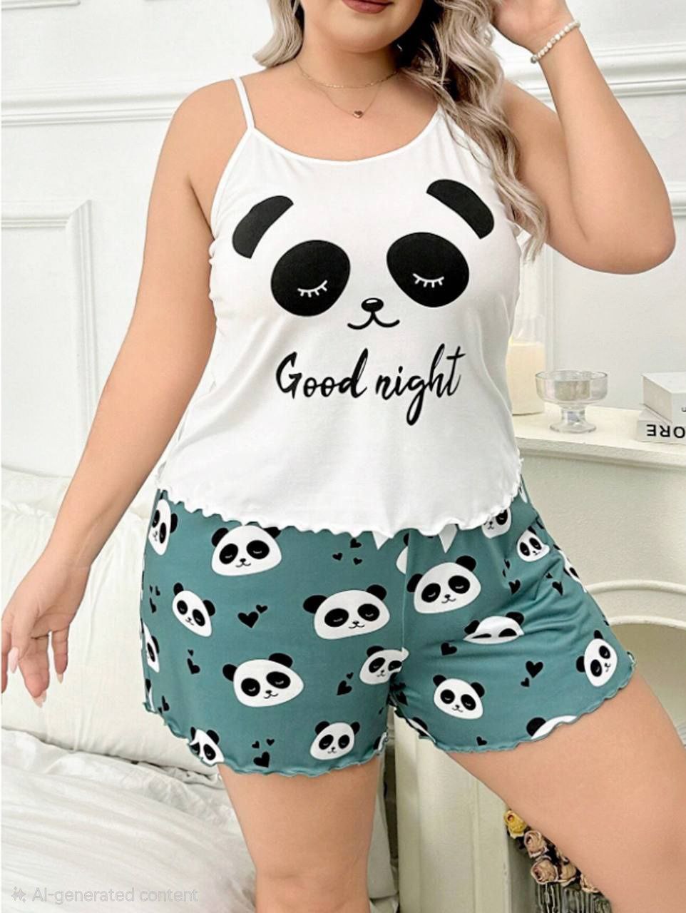 إيزابيلا – طقم بيجامة هوت شورت باندا بيج سايز🐼