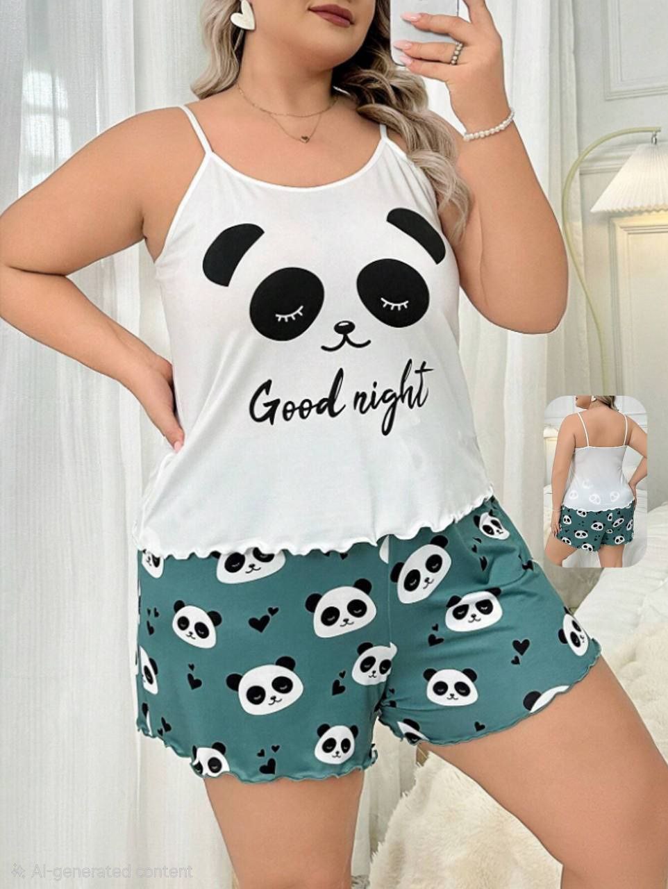 إيزابيلا – طقم بيجامة هوت شورت باندا بيج سايز🐼