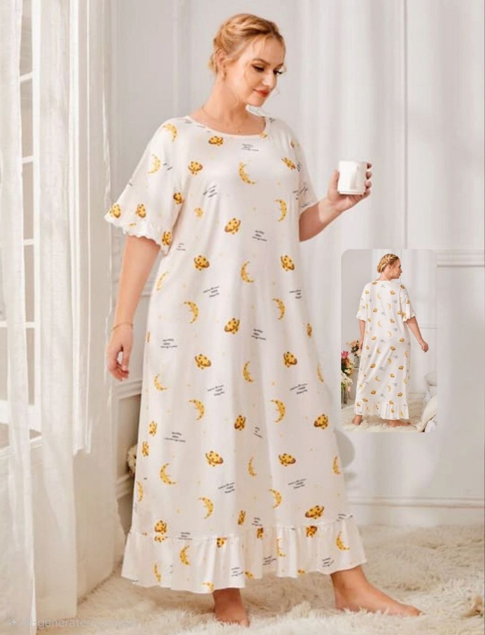 إيزابيلا – كاش بيج سايز ماكسي قطن شعيرات ليكرا مطبوع قمر وكواكب