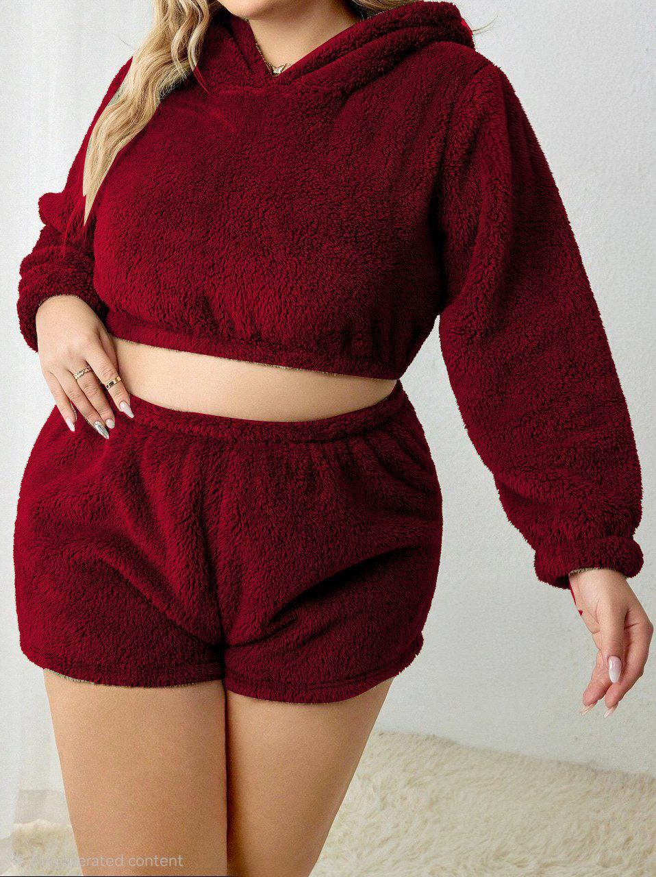 إيزابيلا – طقم شورت فرو كابيشون بأذن قطط بيج سايز