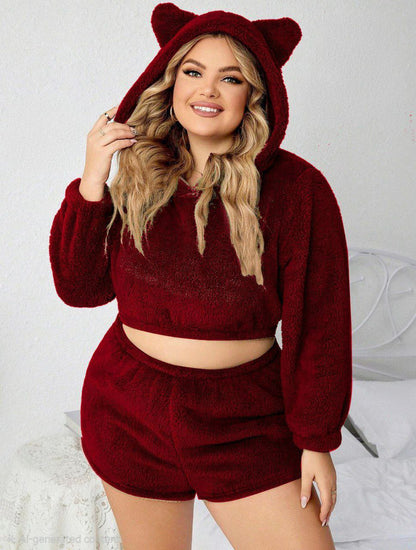 إيزابيلا – طقم شورت فرو كابيشون بأذن قطط بيج سايز