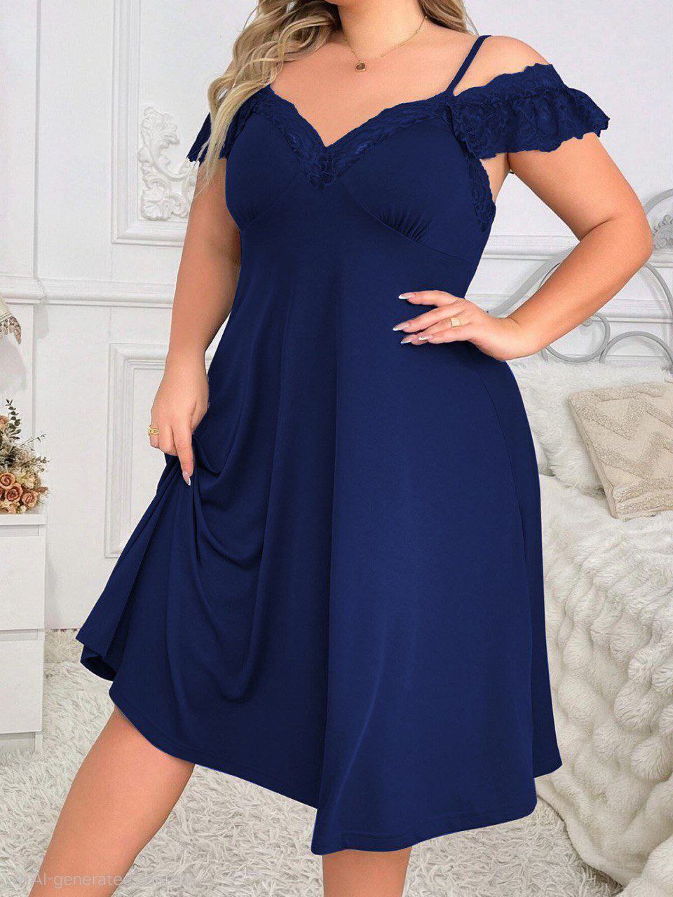 إيزابيلا – لانجيري زبدة بيج سايز كتف ساقط بدانتيل ♥️🦋