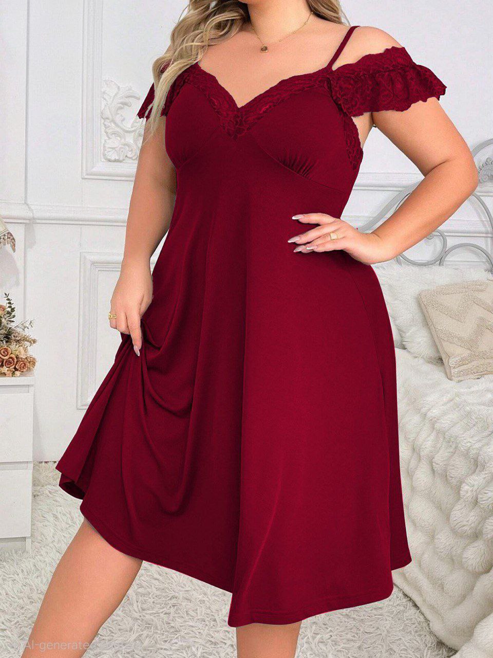 إيزابيلا – لانجيري زبدة بيج سايز كتف ساقط بدانتيل ♥️🦋