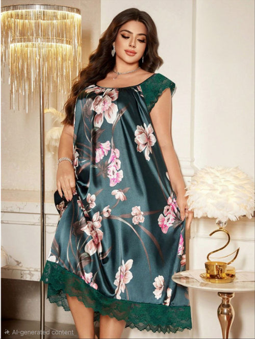 إيزابيلا – كاش ستان بيج سايز بنقشة زهور ودانتيل ✨️🤍