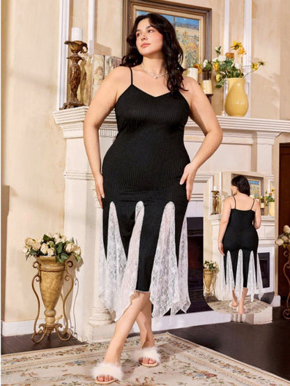 ezabilla - Zibdeh lingerie, beige, midi size, with thin straps and Godet lace triangles on the tail