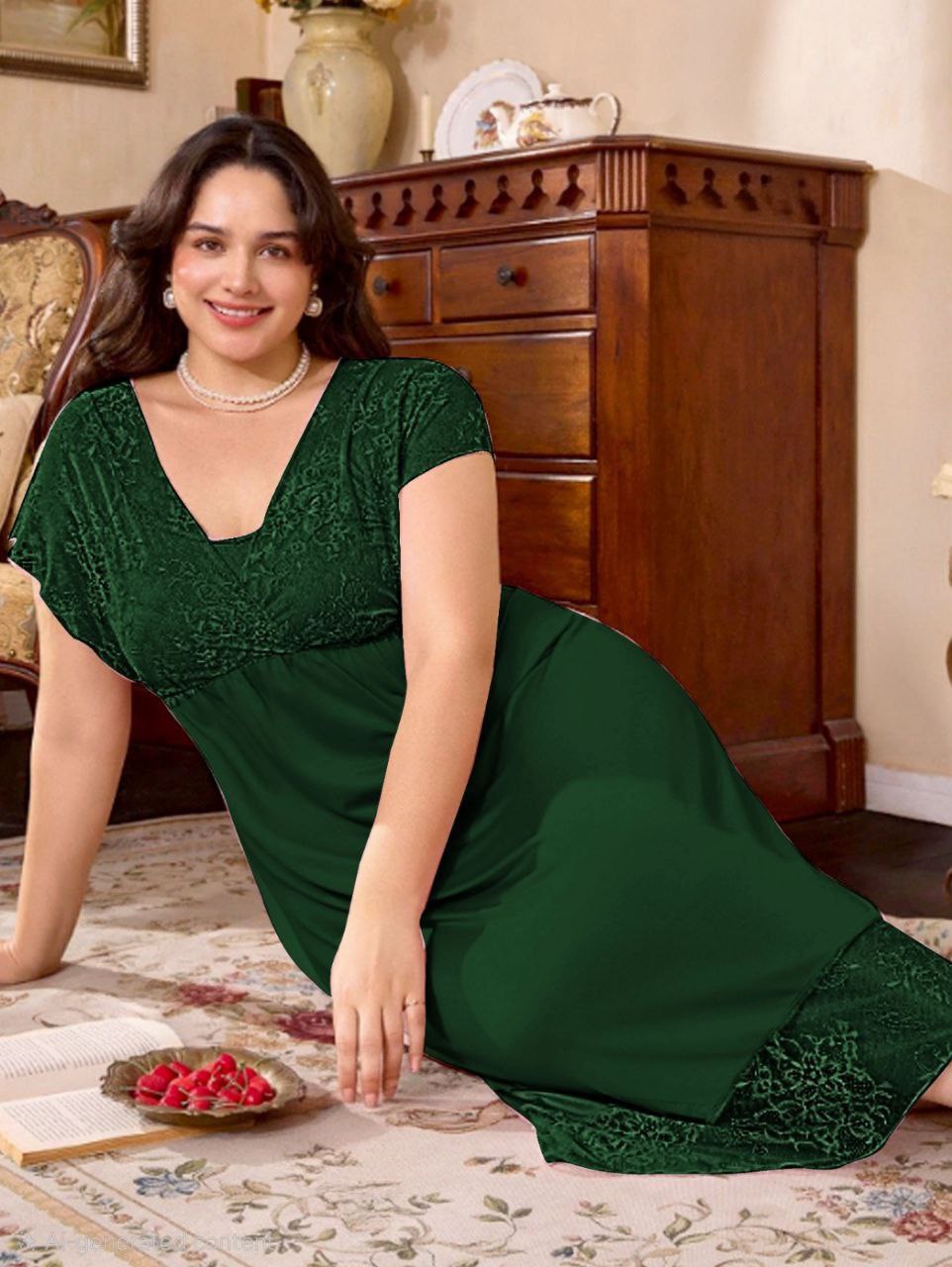 ezabilla - Zibdeh lingerie, beige, midi size, with lace on the chest and hem