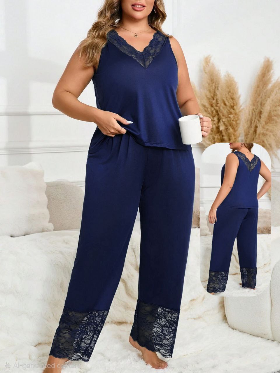 ezabilla - Lace Pajama Set - Plus Size