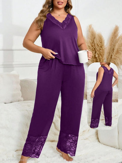 ezabilla - Lace Pajama Set - Plus Size