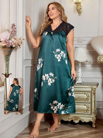 ezabilla - Cash "Zebdeh" Beige Midi Dress Printed with a Lace Collar