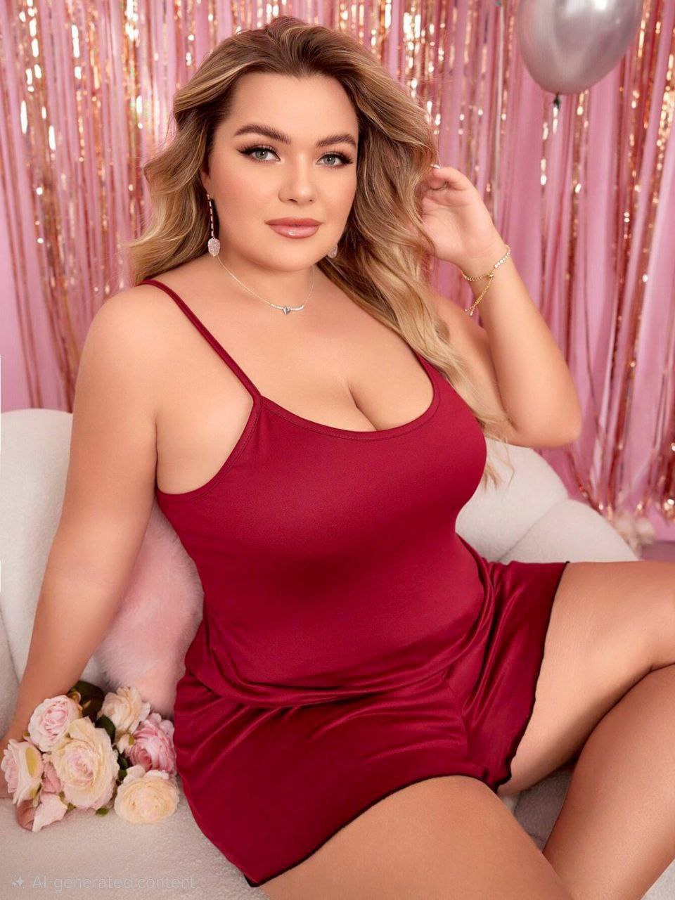 إيزابيلا – طقم لانجيري هوت شورت “زِبده” بيج سايز بحمالات رفيعة وظهر دانتيل قلوب