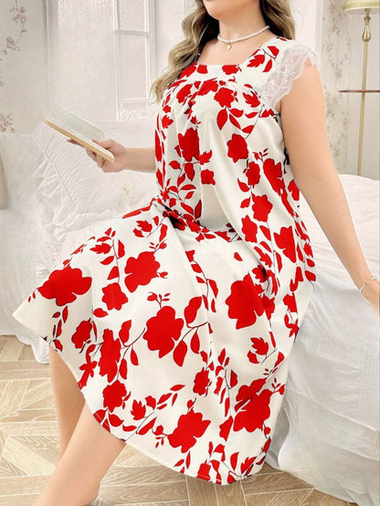 إيزابيلا – كاش “زِبده” بيج سايز بنقشة ورود كبيرة وكُم دانتيل قصير