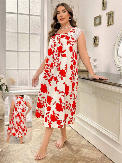 إيزابيلا – كاش “زِبده” بيج سايز بنقشة ورود كبيرة وكُم دانتيل قصير