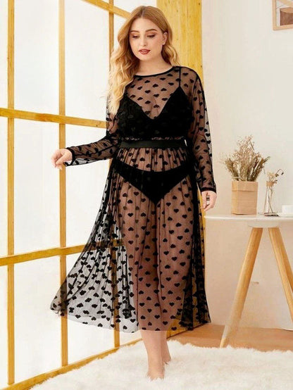 إيزابيلا – لانجيري 3 قطع تل قلوب شفاف بيج سايز