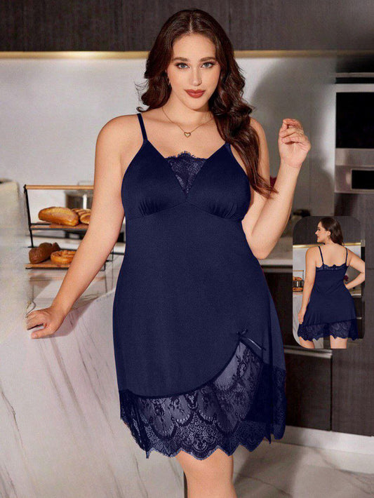 Ezabilla – Plus Size “Zebda” Lingerie, Mini Cut with Lace on the Chest and Hem