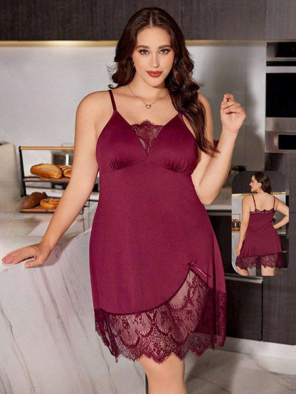Ezabilla – Plus Size “Zebda” Lingerie, Mini Cut with Lace on the Chest and Hem