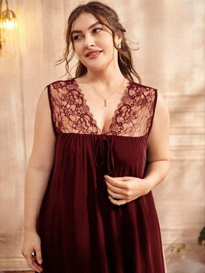 إيزابيلا – لانجيري “زِبده” بيج سايز ميدي برقبة V ودانتيل تلّ رقيق