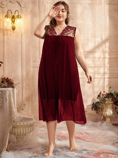 إيزابيلا – لانجيري “زِبده” بيج سايز ميدي برقبة V ودانتيل تلّ رقيق