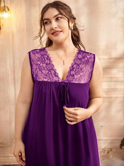 إيزابيلا – لانجيري “زِبده” بيج سايز ميدي برقبة V ودانتيل تلّ رقيق