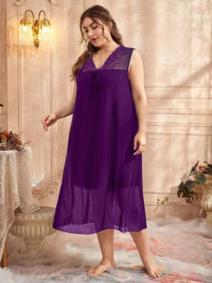 إيزابيلا – لانجيري “زِبده” بيج سايز ميدي برقبة V ودانتيل تلّ رقيق