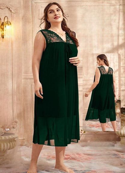 إيزابيلا – لانجيري “زِبده” بيج سايز ميدي برقبة V ودانتيل تلّ رقيق