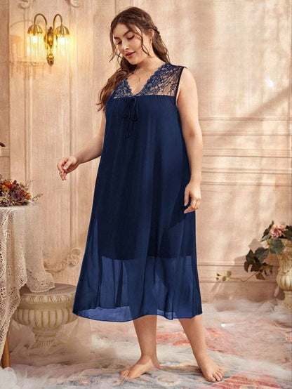 إيزابيلا – لانجيري “زِبده” بيج سايز ميدي برقبة V ودانتيل تلّ رقيق