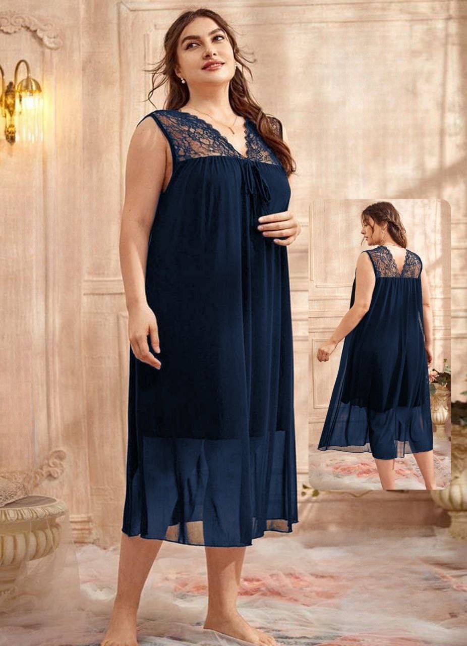 إيزابيلا – لانجيري “زِبده” بيج سايز ميدي برقبة V ودانتيل تلّ رقيق