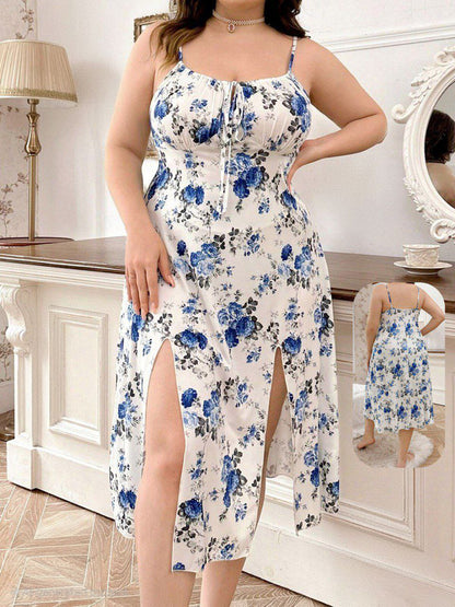 إيزابيلا – فستان بيج سايز صيفي مشجر بفتحات جانبية وخامة زبدة مستوردة