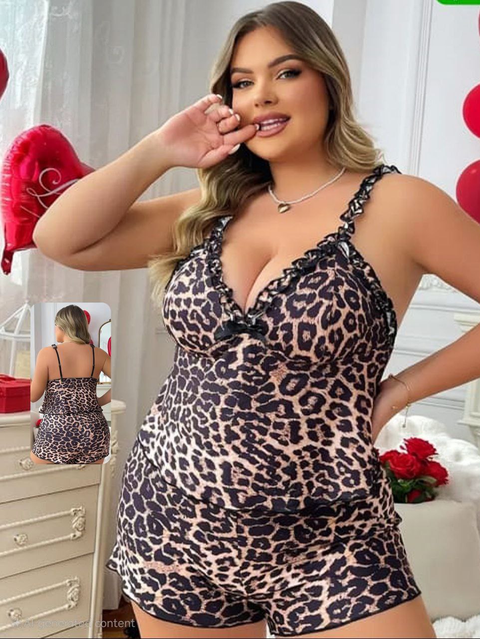 إيزابيلا – لانجيري هوت شورت بيج سايز خامة زبدة بطبعة تايجر 🐆🤎