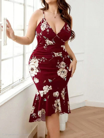 إيزابيلا – فستان لانجيري فلوري قصّة ميرميد بحمالات رفيعة ثابتة