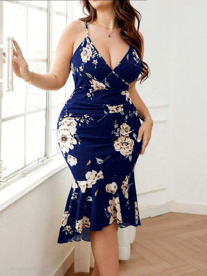 إيزابيلا – فستان لانجيري فلوري قصّة ميرميد بحمالات رفيعة ثابتة