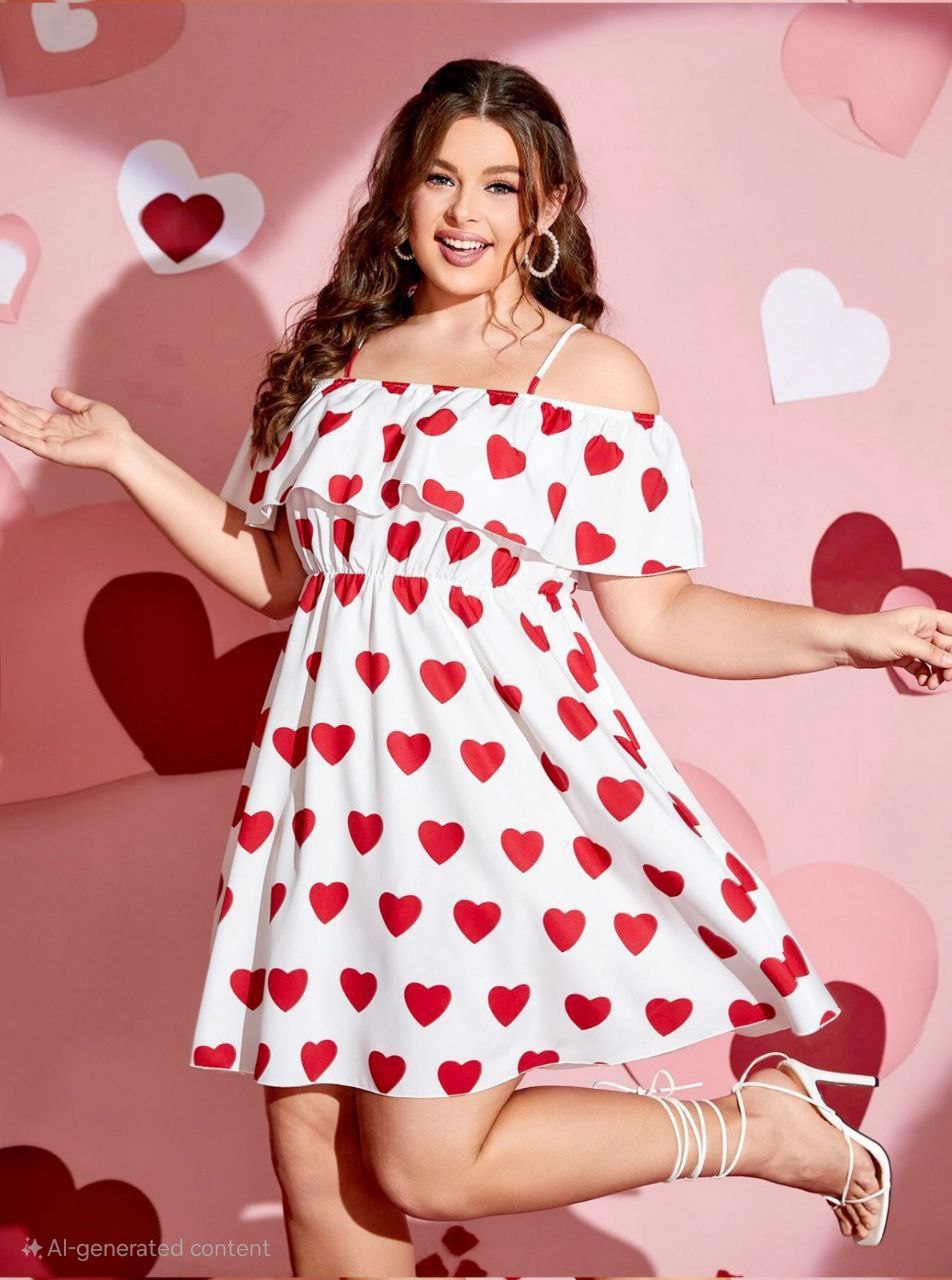 إيزابيلا – كاش قلوب بيج سايز بأكتاف ساقطة وكشكشة رقيقة