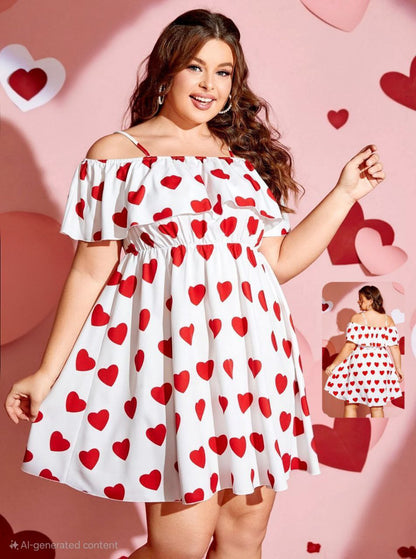 إيزابيلا – كاش قلوب بيج سايز بأكتاف ساقطة وكشكشة رقيقة