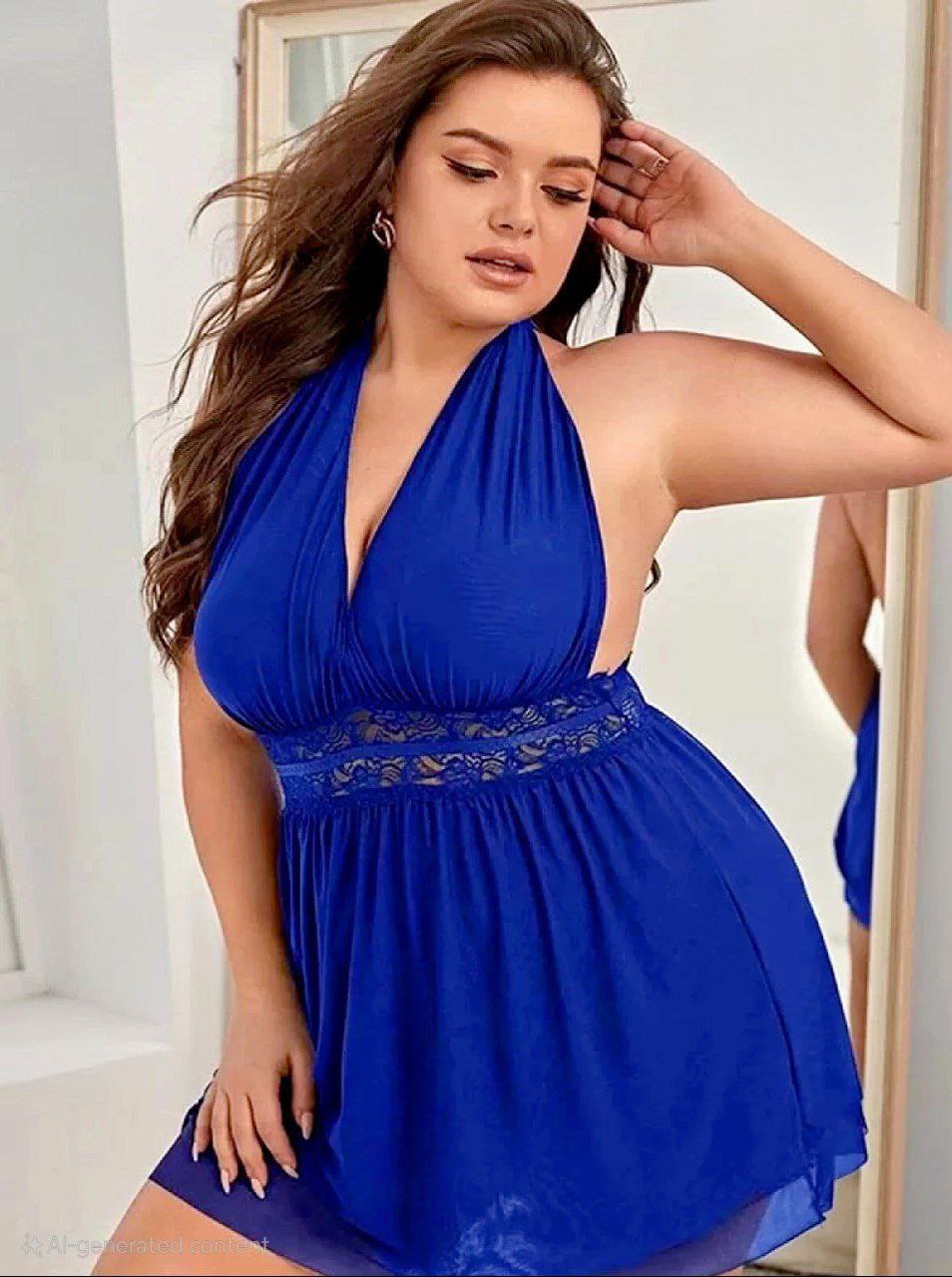 إيزابيلا – فستان لانجيري ببي دول هالتر بدانتيل بيج سايز