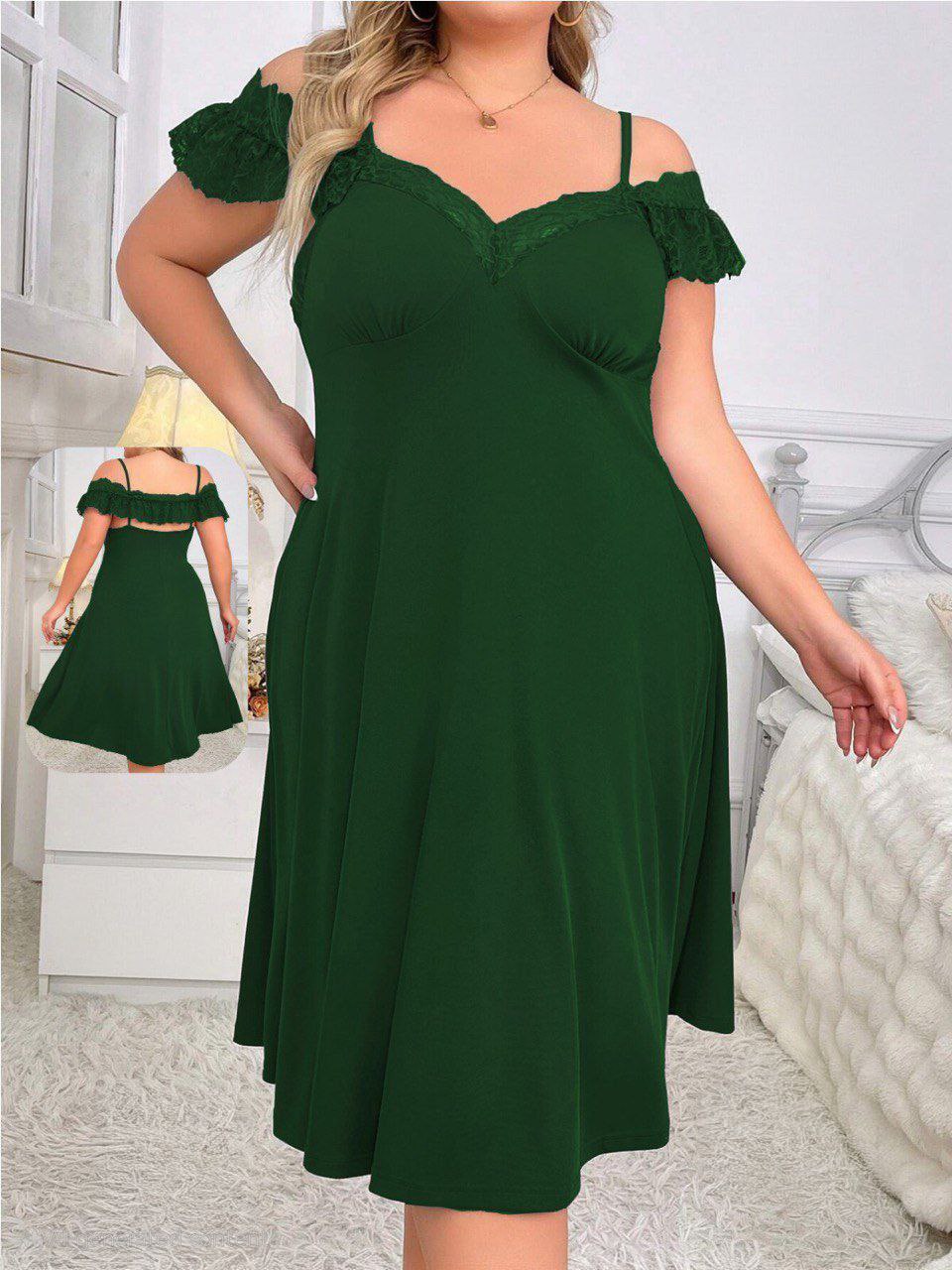 إيزابيلا – لانجيري زبدة بيج سايز كتف ساقط بدانتيل ♥️🦋