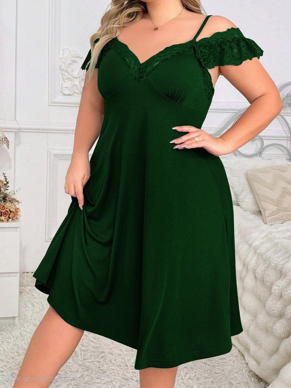 إيزابيلا – لانجيري زبدة بيج سايز كتف ساقط بدانتيل ♥️🦋