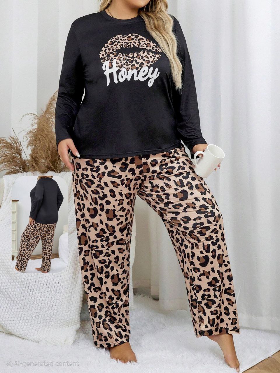 إيزابيلا – بيجامة خريفي بيج سايز - هوني ليوبارد