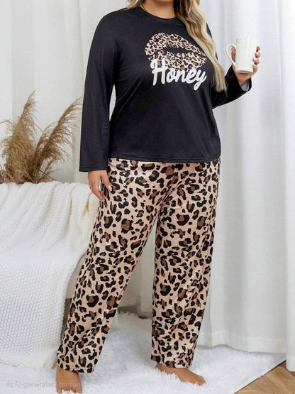 إيزابيلا – بيجامة خريفي بيج سايز - هوني ليوبارد