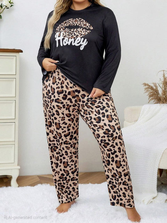 إيزابيلا – بيجامة خريفي بيج سايز - هوني ليوبارد