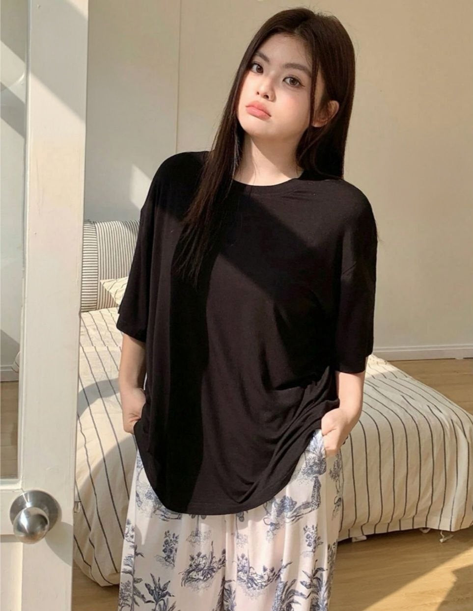بيجامة بيج سايز – راحة وبساطة في أحلى صورة ✨🖤