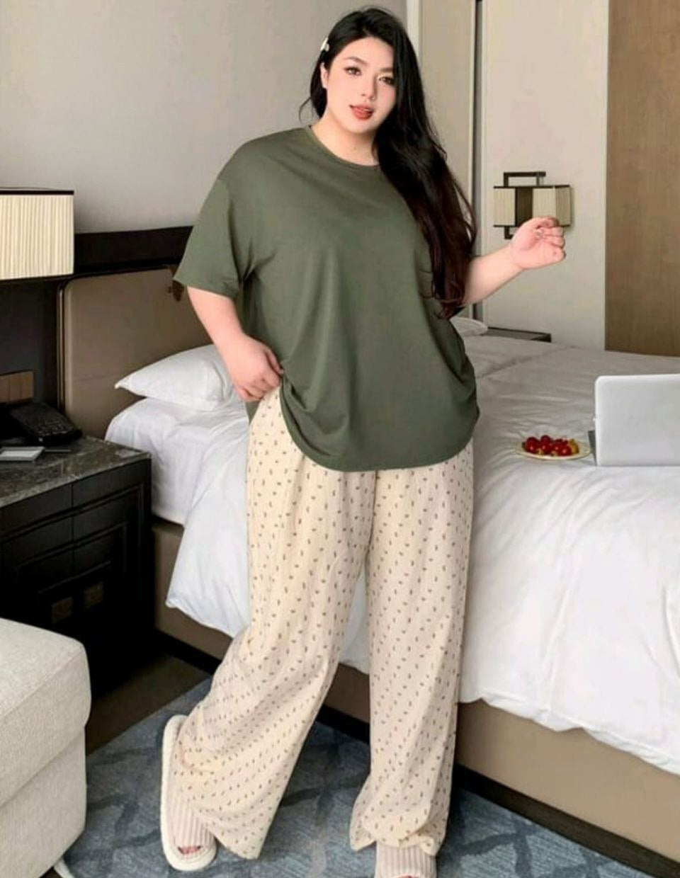 🌸 بيجامة بيج سايز كاجوال 🩷