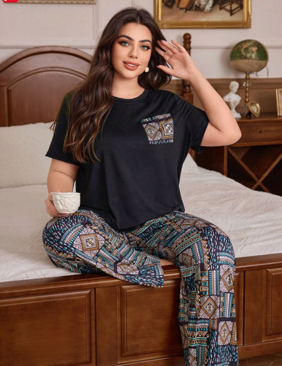 🖤 بيجامة بيج سايز – راحة + ستايل مختلف 🤎✨️