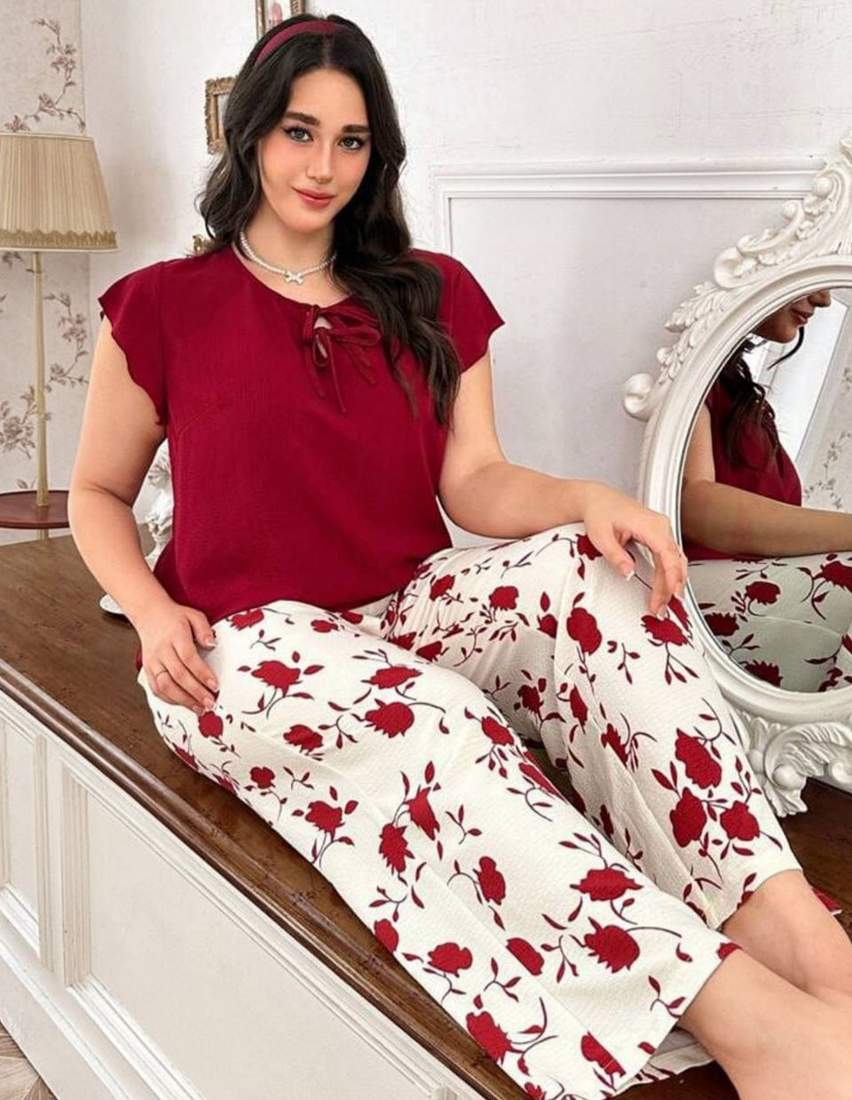 ❤️ بيجامة بيج سايز فلوري هادية وشيك 🥰✨️